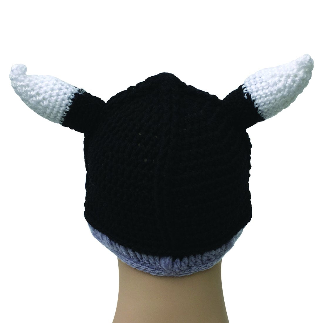 Kafeimali Unisex Barbarian Knight Knit Hat Viking Horns Beanie Funny Caps (Black)
