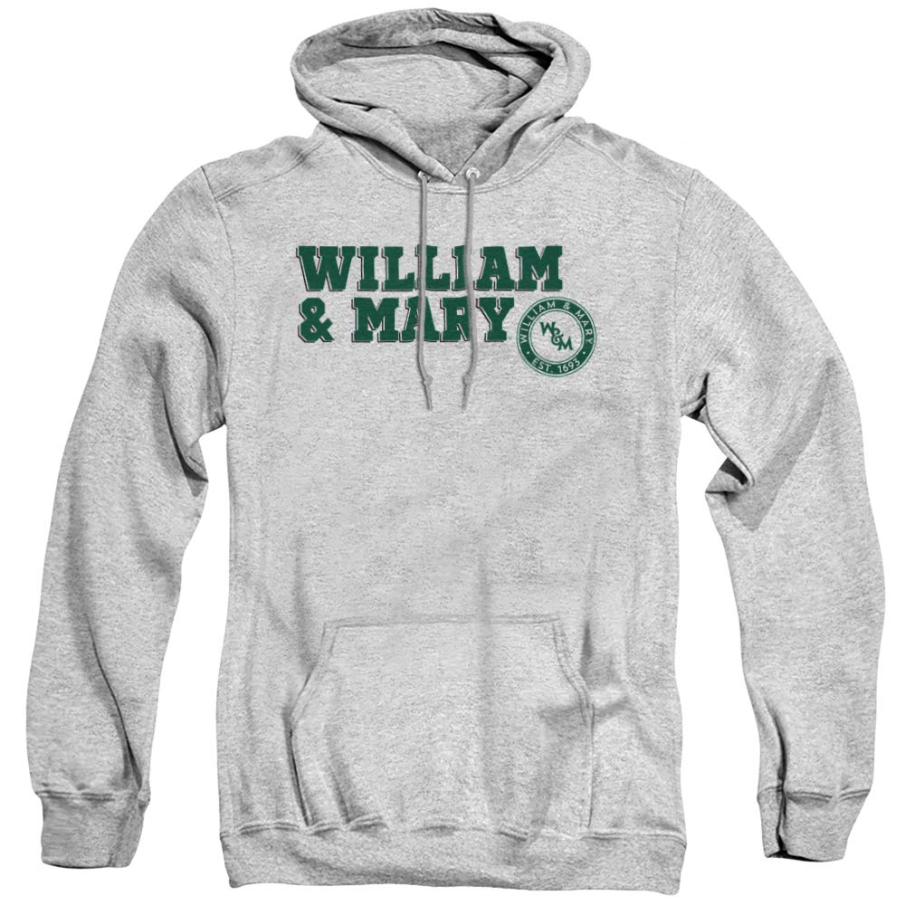 William & Mary Official Block Text Unisex Adult Pull-Over Hoodie,Athletic Heather, Small
