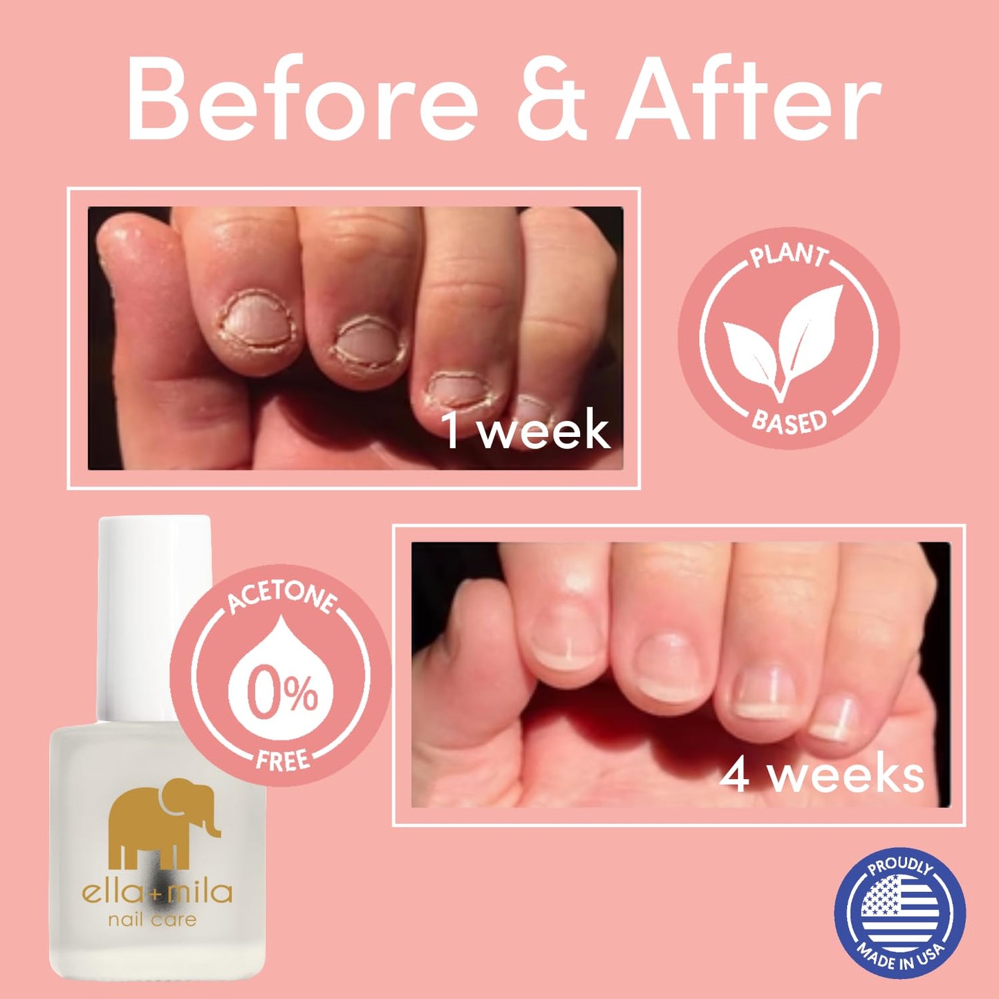 ella+mila "No More Biting" Nail Polish - Bitter Taste Nail Biting Treatment for Kids & Adults - Effective Thumb Sucking Stop for Kids (0.45 fl oz)