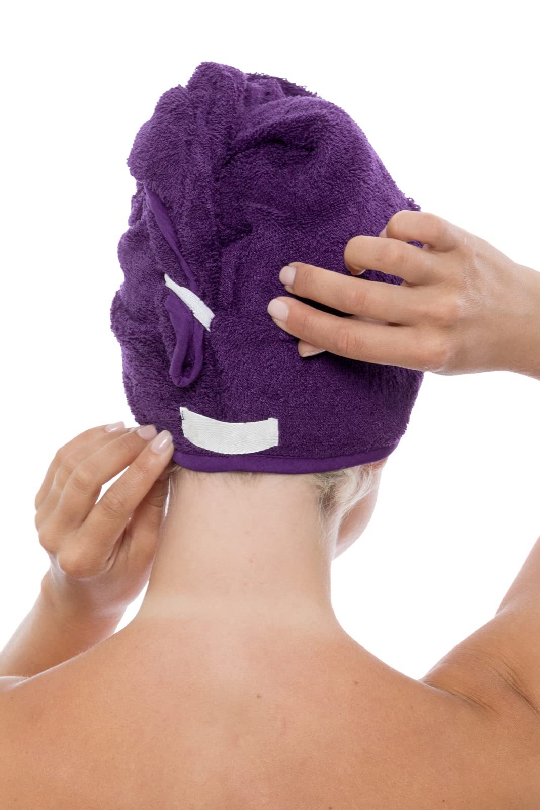 Texere Women's Rayon and Cotton Terry Spa Hair Towel - Quick Dry, Absorbent and Lightweight Hair Wrap Towel with Loop and Twist Closure (Tya, Purple, U)