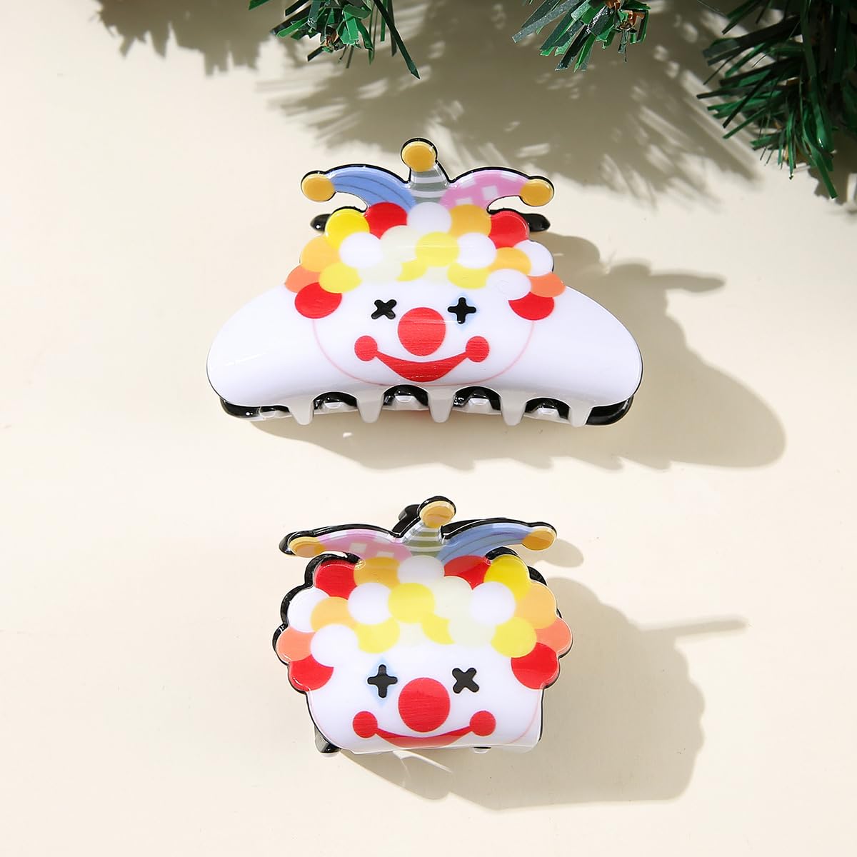 Clown Hair Claw Clip for Women Girls Halloween Clown Costumes Decoration Accessories,Cosplay Party Dress Up Supply (Clown B)