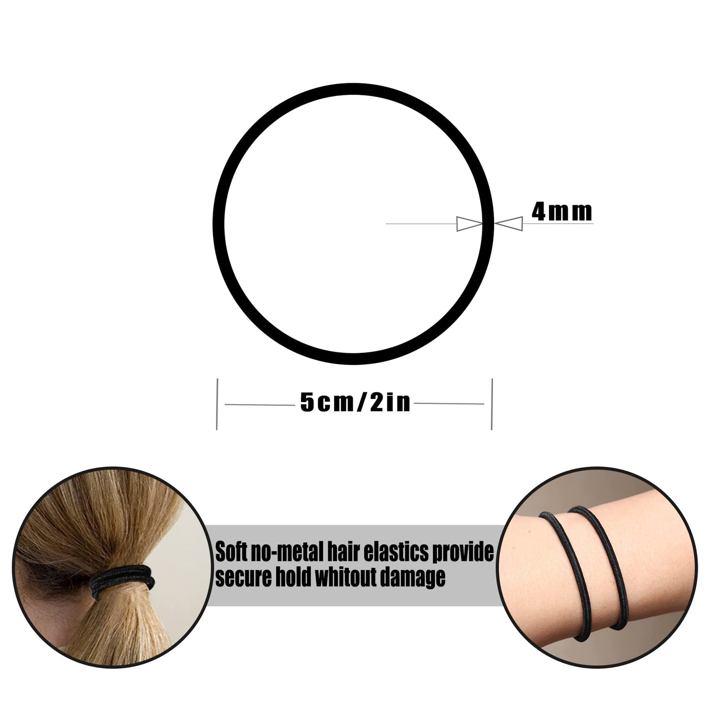 Hageolan Multy-Colored Hair Ties, 120 PCS Large Elastic Bands, No Damage Ponytail Holders for Thick Hair, Women, Men and Girls
