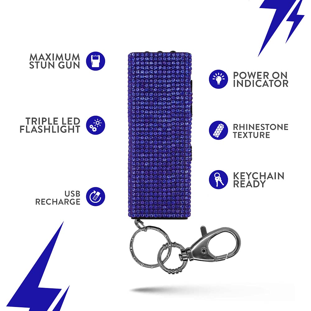 GUARD DOG SECURITY Mini Stun Gun Keychain - Stun Gun with LED Flashlight - USB Rechargeable (Blue)