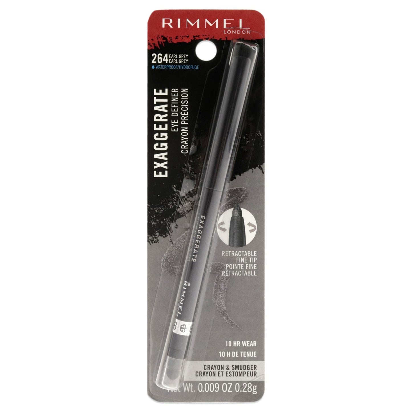 Rimmel London Exaggerate Waterproof Eye Definer Eyeliner Bundle, 264 Earl Grey & 212 Rich Brown, Highly Pigmented, Built-In Smudger, 0.01oz Each