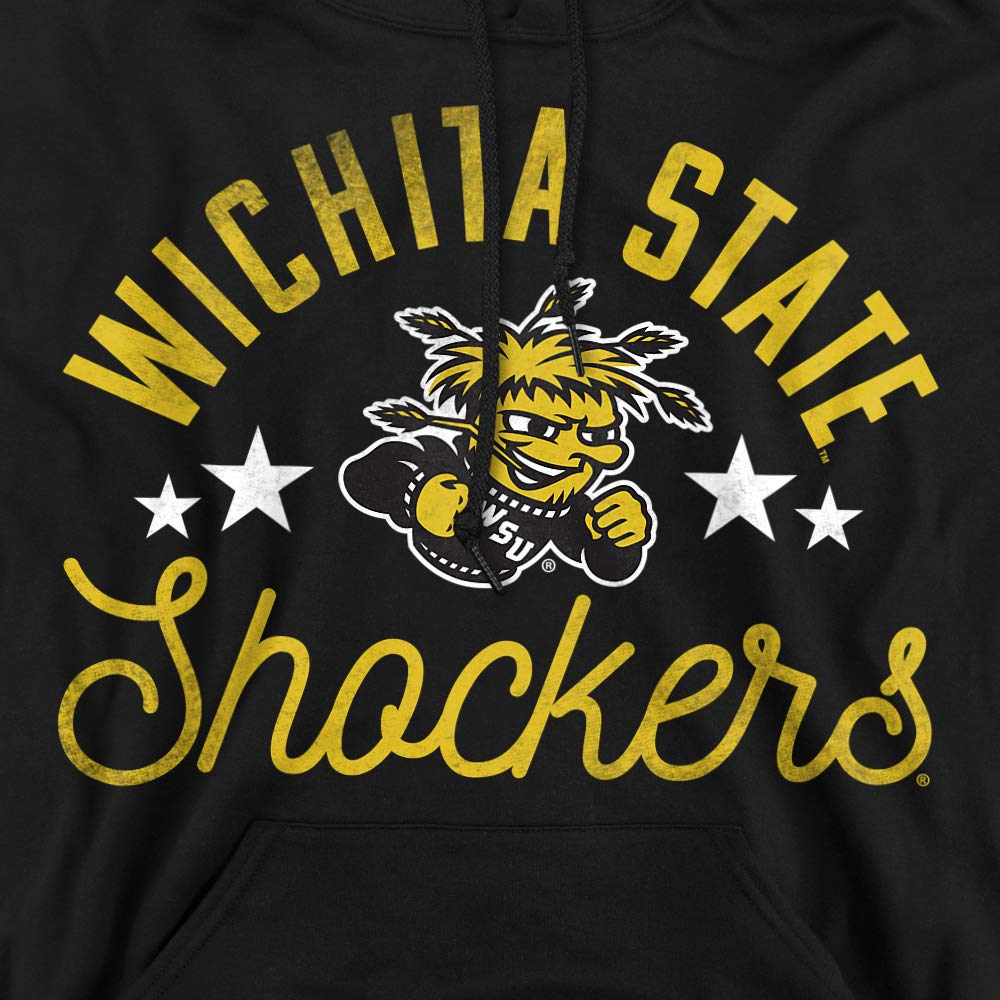 Wichita State University Official Shockers Unisex Adult Pull-Over Hoodie,Black, Large