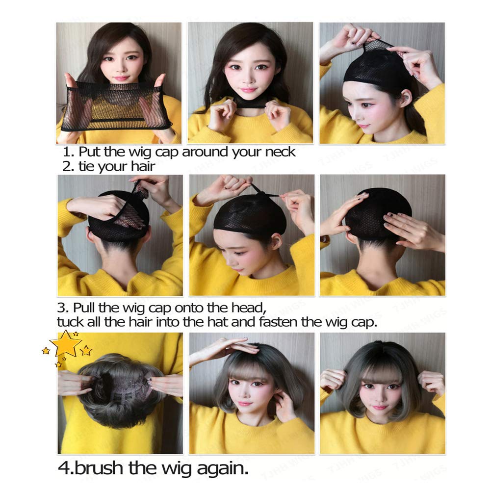 URCGTSA 22 Inches long Hair Wig for Women Black Synthetic Hair Natural Long Straight Wig With Bangs Party Cosplay Wig for Girl (White)