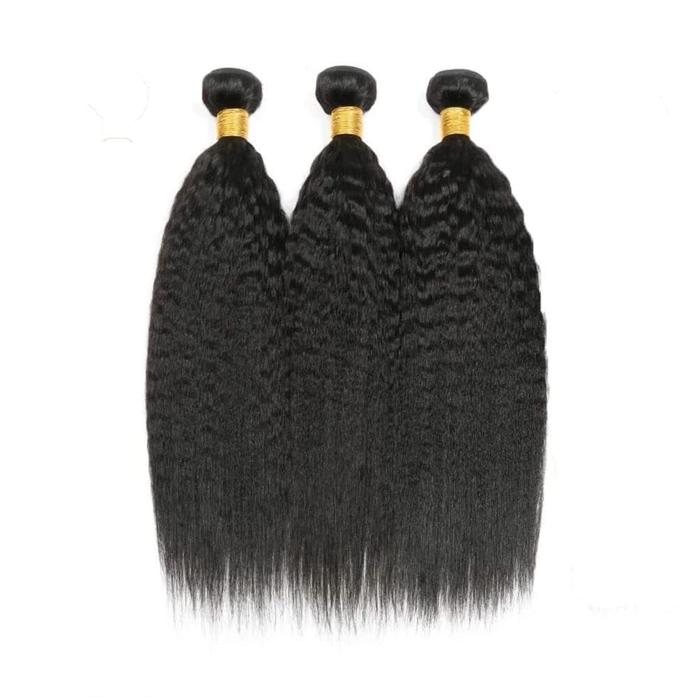 Habiliana Bundles Human Hair Yaki Wave Natural Human Hair Bundles Unprocessed Brazilian Virgin Hair Bundles Natural Human Hair Quick Weave Hair Extension