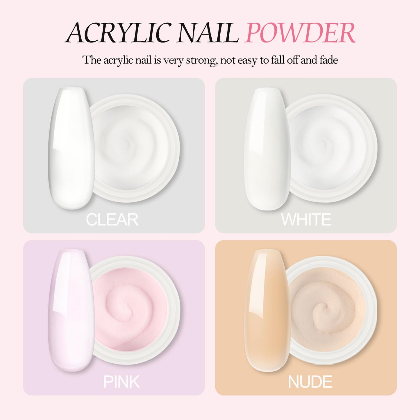 Acrylic Nail Kit for Beginners 4Pcs Acrylic Powder 12 Candy Color Glitter Powder Professional Nail Kit Acrylic Set Nail Art Rhinestones 200Pcs Nail Tips Full Nail Supplies DIY Home