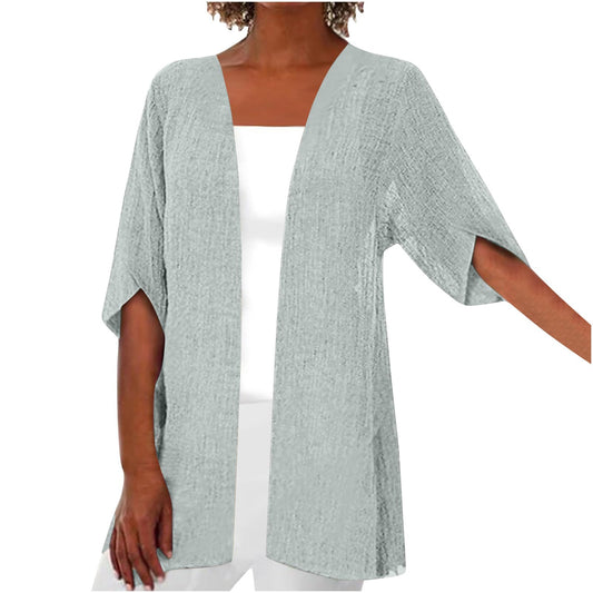 Aboser Summer Cardigans for Women Lightweight Lightweight Cardigans for Women Summer Linen Cardigan Casual Open Front Beach Cover Ups Half Sleeve Kimono Cardigan My Order History Gray