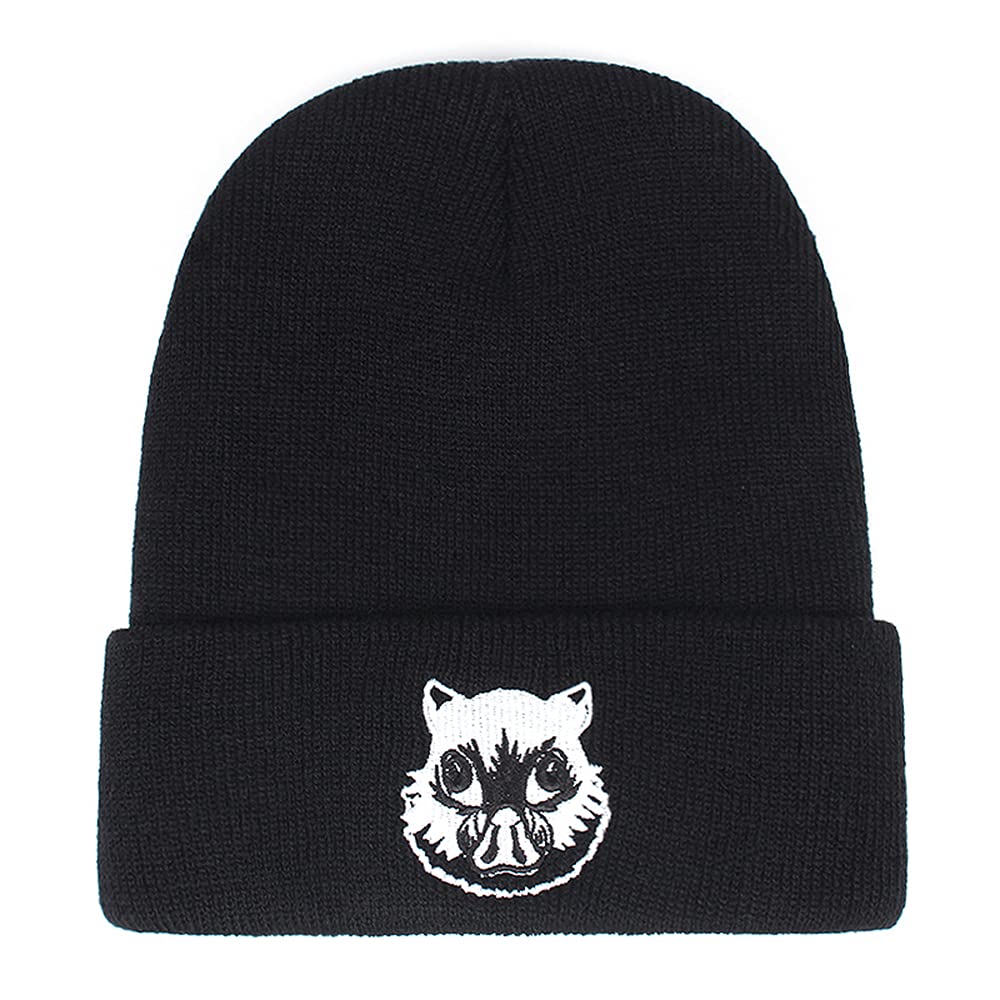 Winter Hashibira Inosuke Knit Hat Demon Slayer Embroidery Cartoons Pig Warm Outdoor Ski Knitted Skullies Beanie Unisex