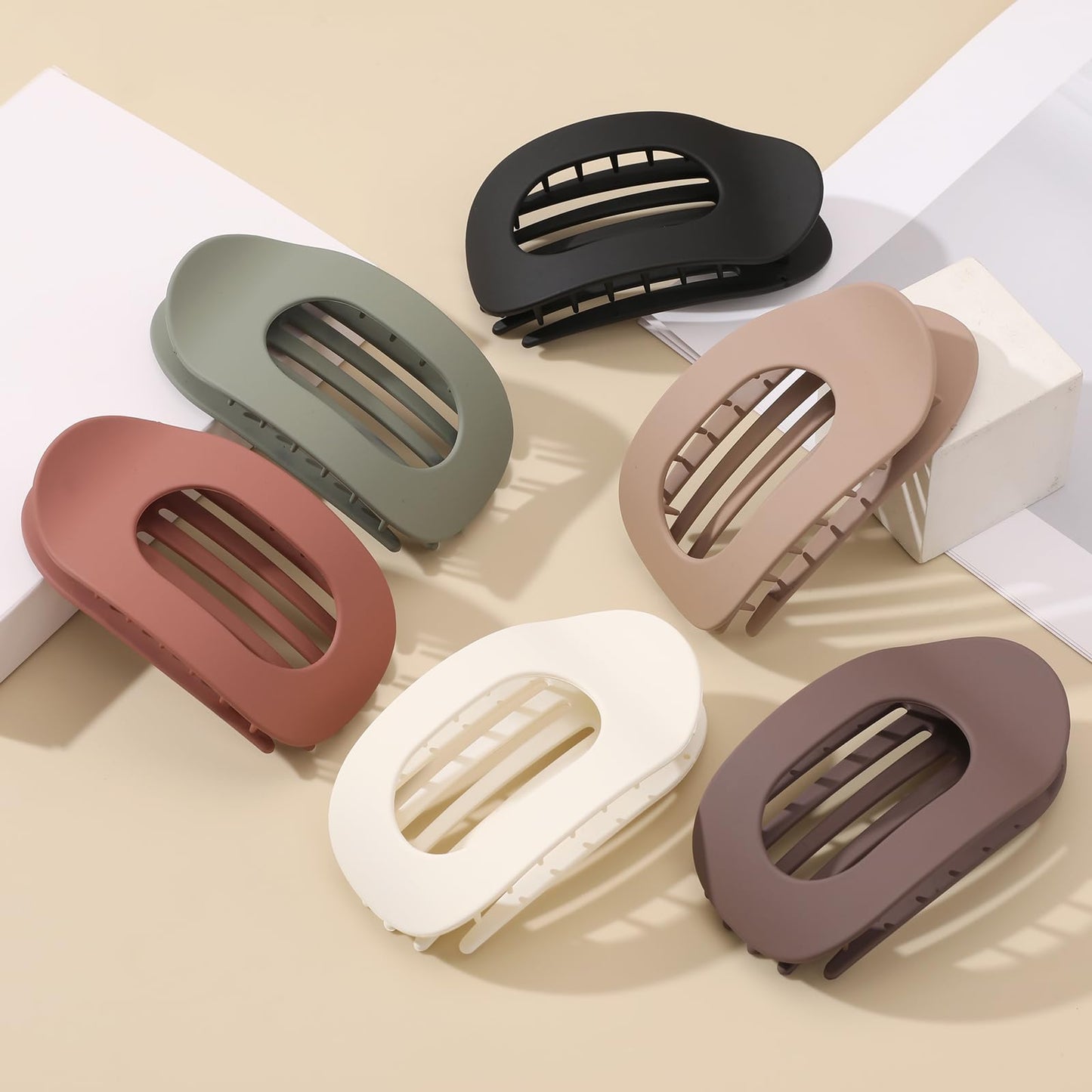 6 PCS Flat Hair Clips for Women, French Design Flat Hair Claws, Secure Hold Inner Teeth Hair Claw Clips, Strong Hold Side Hair Clips for Thick Thin Hair