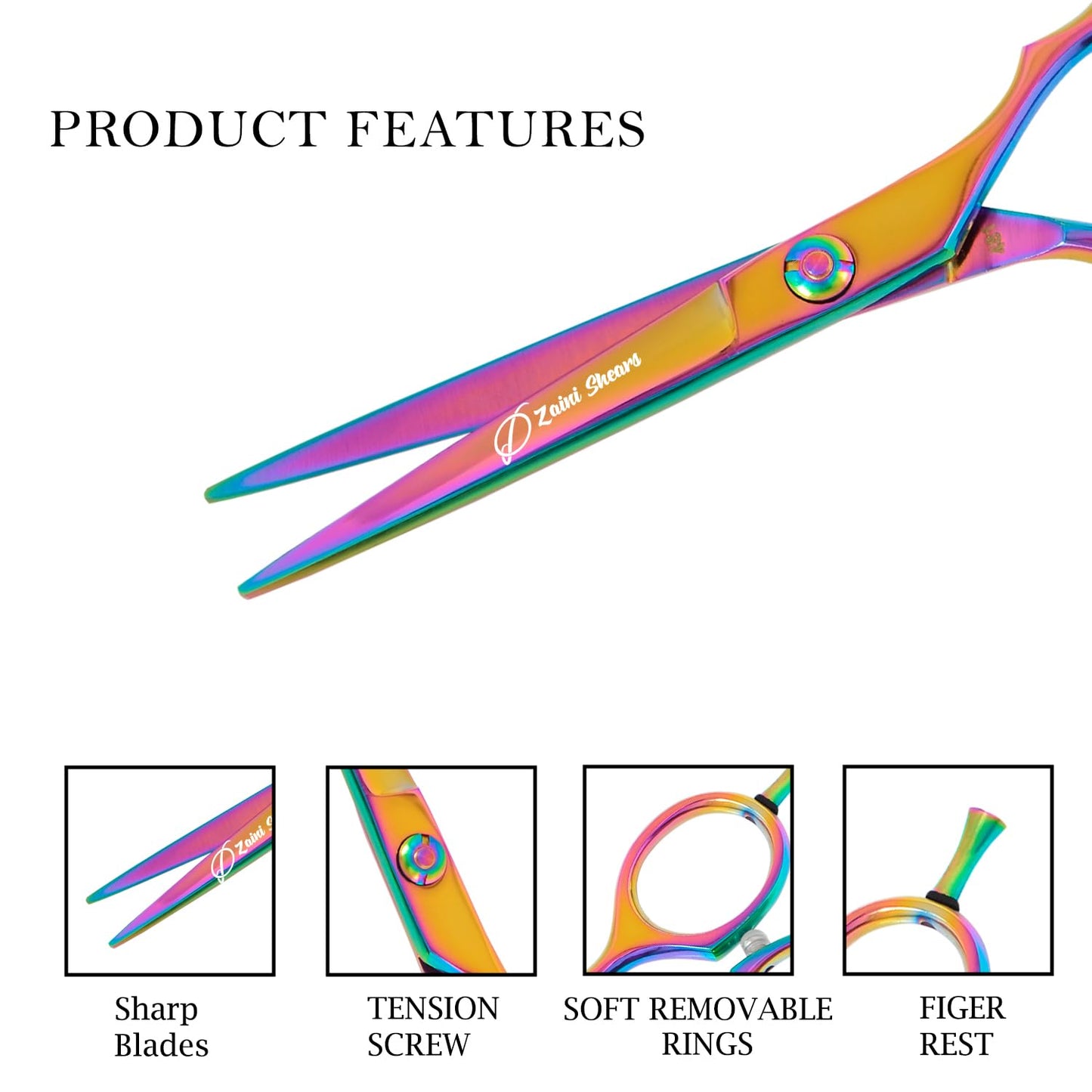 Hair Cutting Scissors Extremely Sharp Right-Hand Razor Edge - 6” Overall Length,Made of 420c Japanese Stainless Steel Salon Scissors Professional Barber Haircut Scissors (multicolour, 6'')