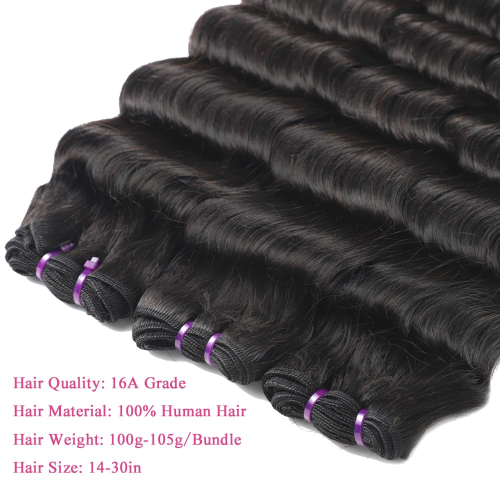 16A Loose Deep Wave Bundles Human Hair 14 16 18in Brazilian Virgin Loose Deep Wave 3 Bundles 100% Unprocessed Brazilian Virgin Remy Human Hair Bundles Loose Deep Bundles Thick Ends for Black Women