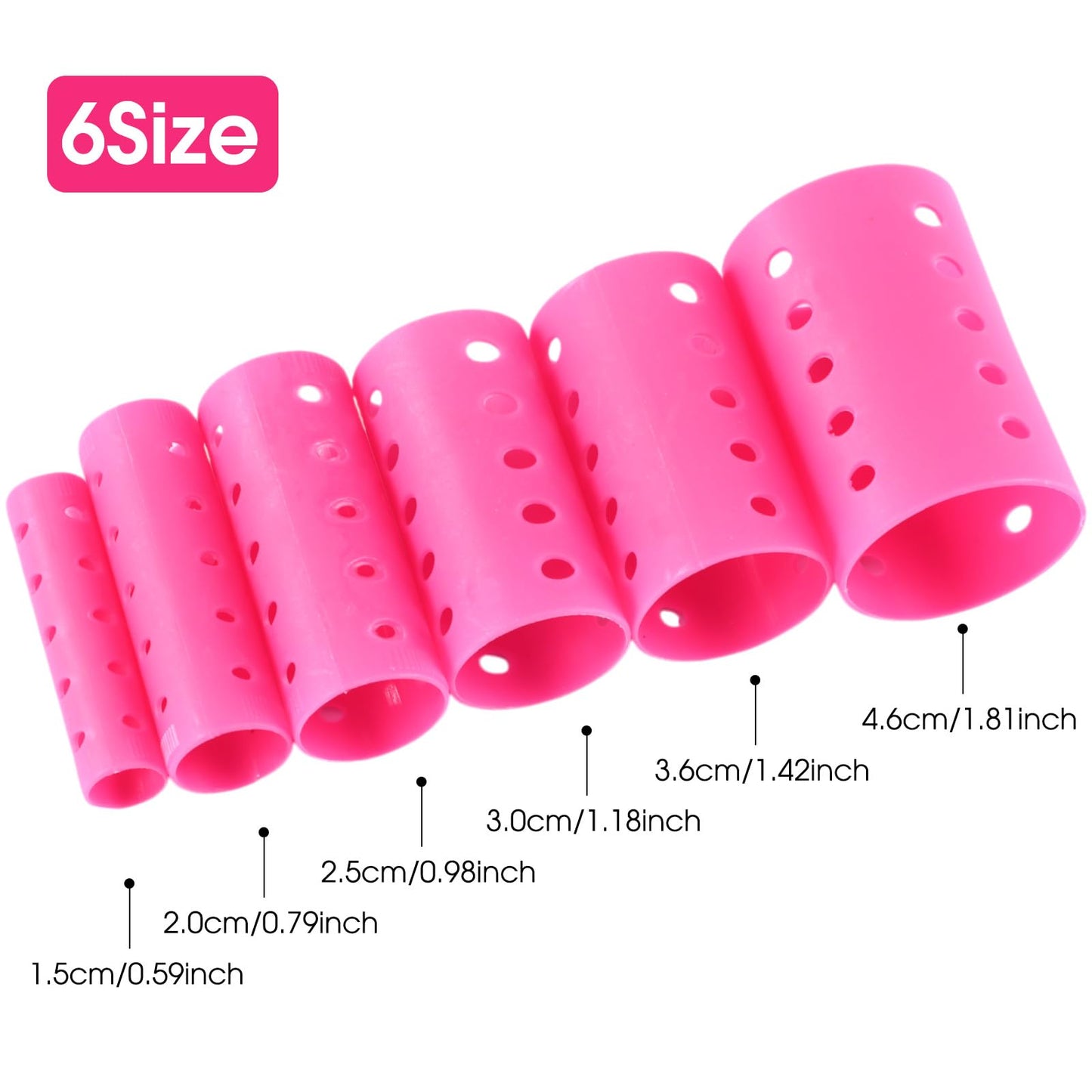 141 Pieces Hair Rollers Set Include 60 Plastic Hair Rollers (Red,6 Size)