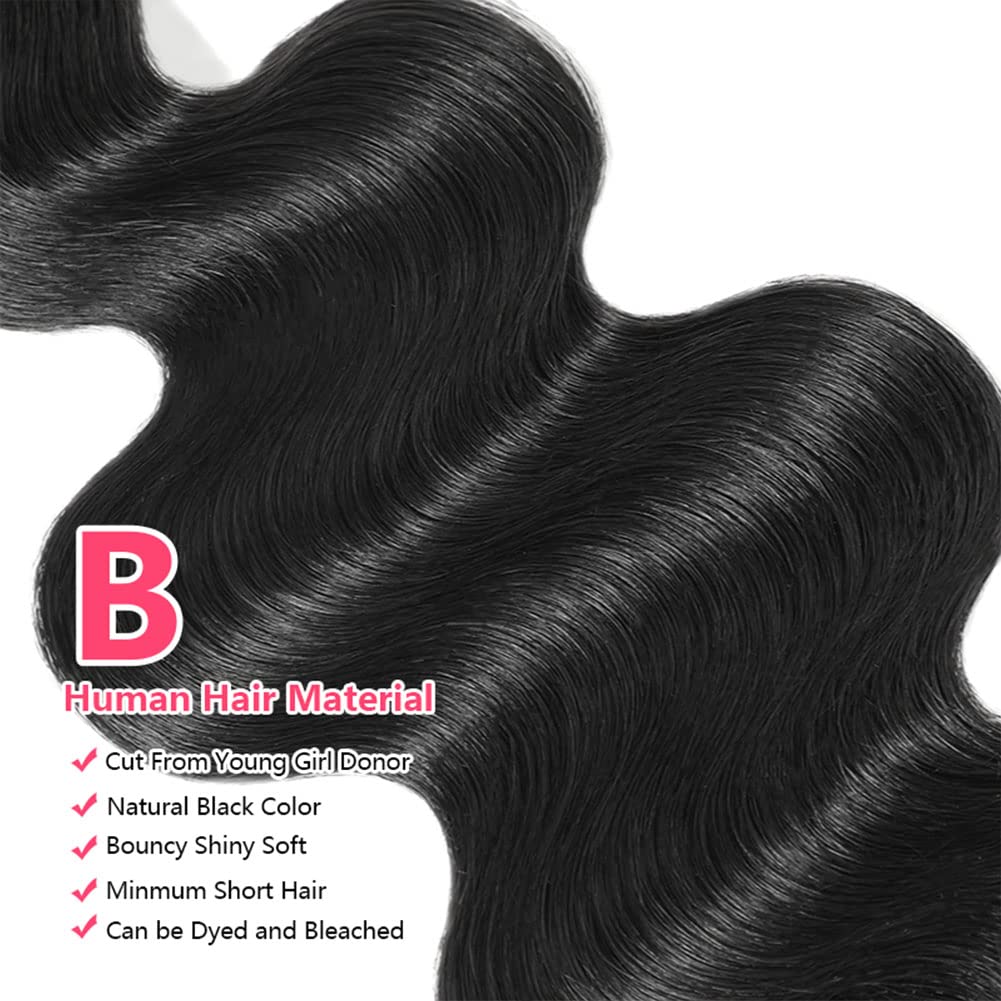 10A Brazilian Body Wave 1 Bundle 14 Inch Single Bundles Human Hair Body Wave One Bundle 100% Unprocessed Remy Virgin Human Hair Weave Bundles 1B Natural Black