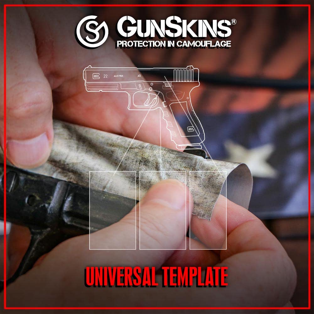 GunSkins Universal Pistol Skin Compatible with Airsoft AEG and BB Gun- Vinyl Wrap - Trim to Install - 100% Waterproof - Non-Reflective Matte Finish - GS Military OCP Black