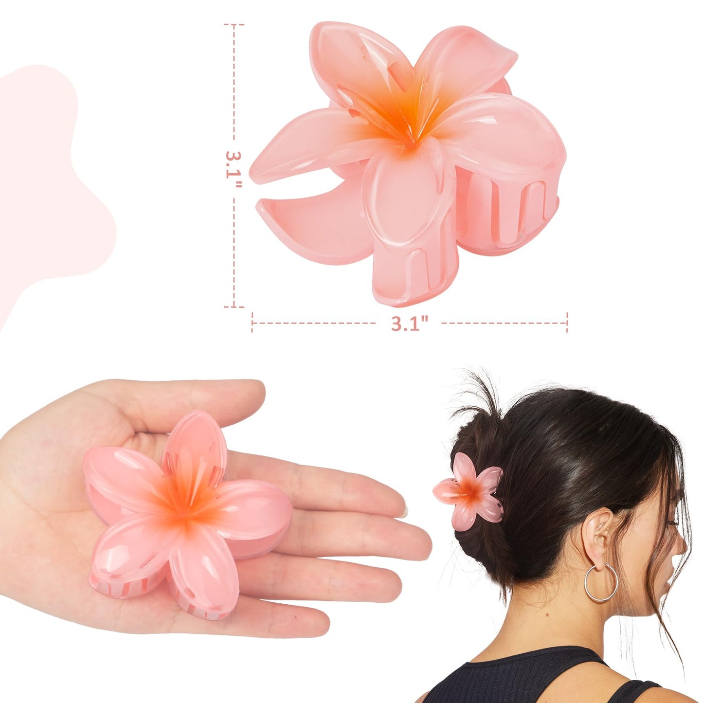 6 Pcs Flower Hair Claw Clips, Hawaiian Hair Clips for Women, Beach Cute Hair Accessories