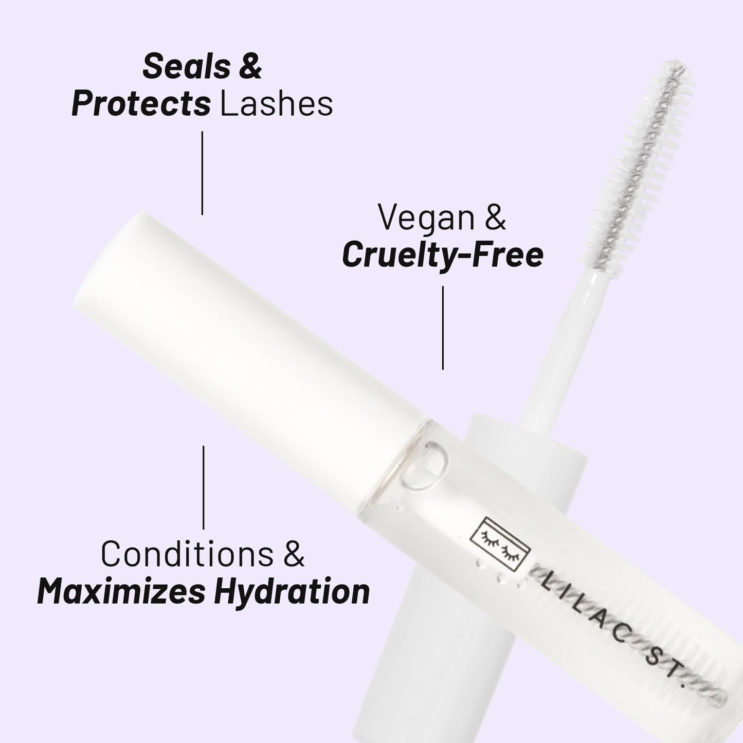 Lilac St. - Lilac Lash Crystal Coat - Glossly & Clear Lash Sealant - Long Lasting Lash Application - Extend Wear - Brush Applicator Tip - Waterproof - Cruelty Free, Vegan, Women Founded - 0.17 fl oz