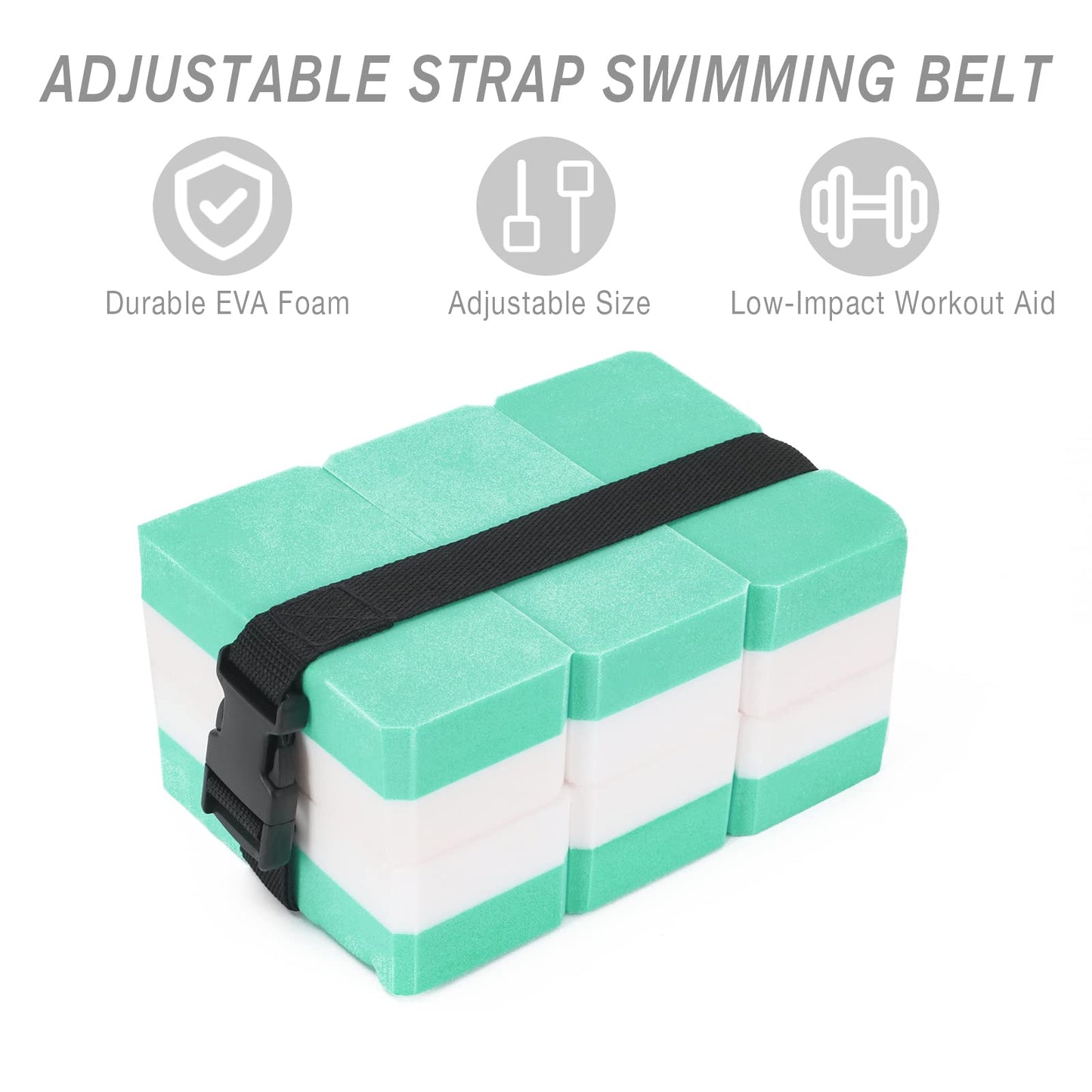 NEAGLORY 5 Pieces Water Aerobics Set Aquatic Exercise Set Pool Fitness Equipment Foam Water Dumbbell, Swim Kickboard, Pull Buoy, Aquatic Swim Belt for Water Exercise, Green