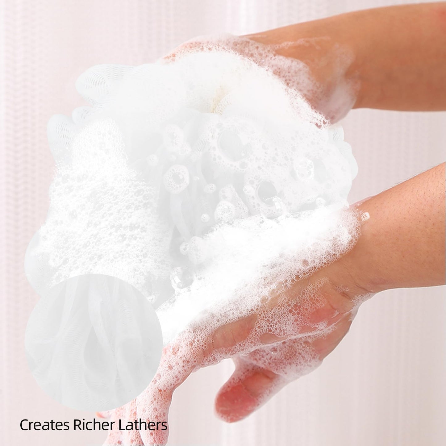 Fu Store Loofah Sponge Shower Loofahs 50g Bath Sponges Mesh Balls for Body Scrubber Exfoliator Wash Back Scrubbers Bathroom Men Women - 4 Cleaning Bathing Accessories (50g White 4 Pack)