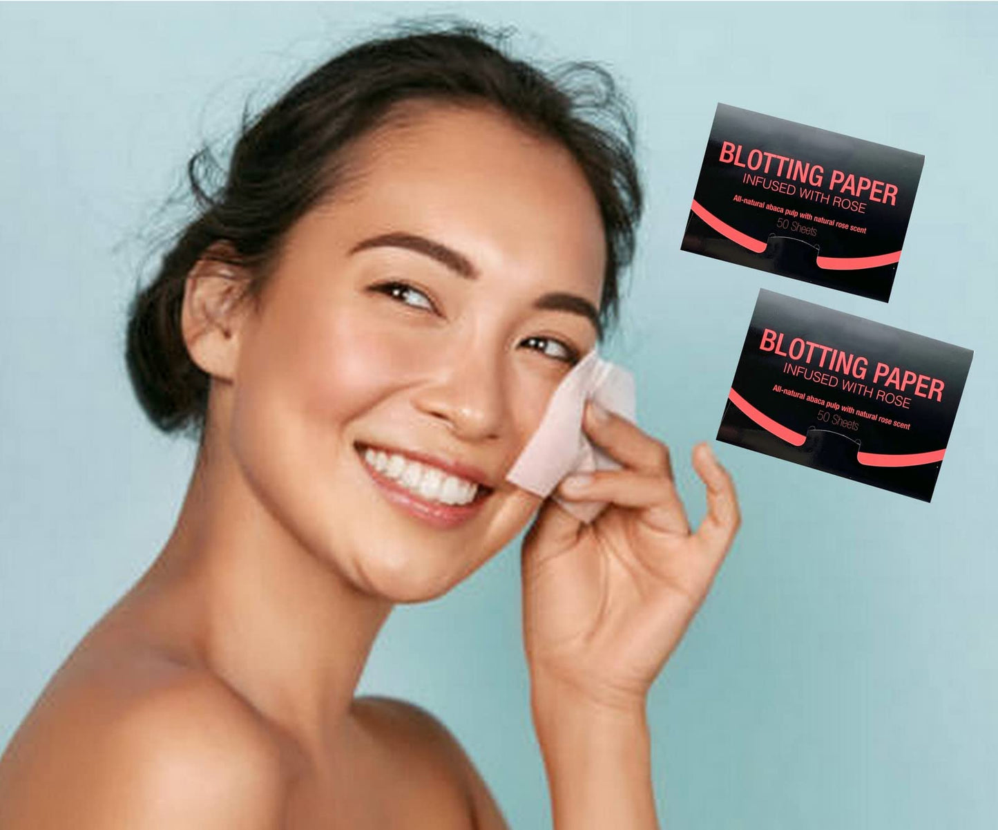 2 Pks ROSE INFUSED Natural Abaca Blotting Paper - 100 Oil Blotting Sheets - Makeup Friendly UNISEX All Skin Types Oily Skin Shine Blotter Photography Zoom Meetings Travel Gym School - MADE IN TAIWAN