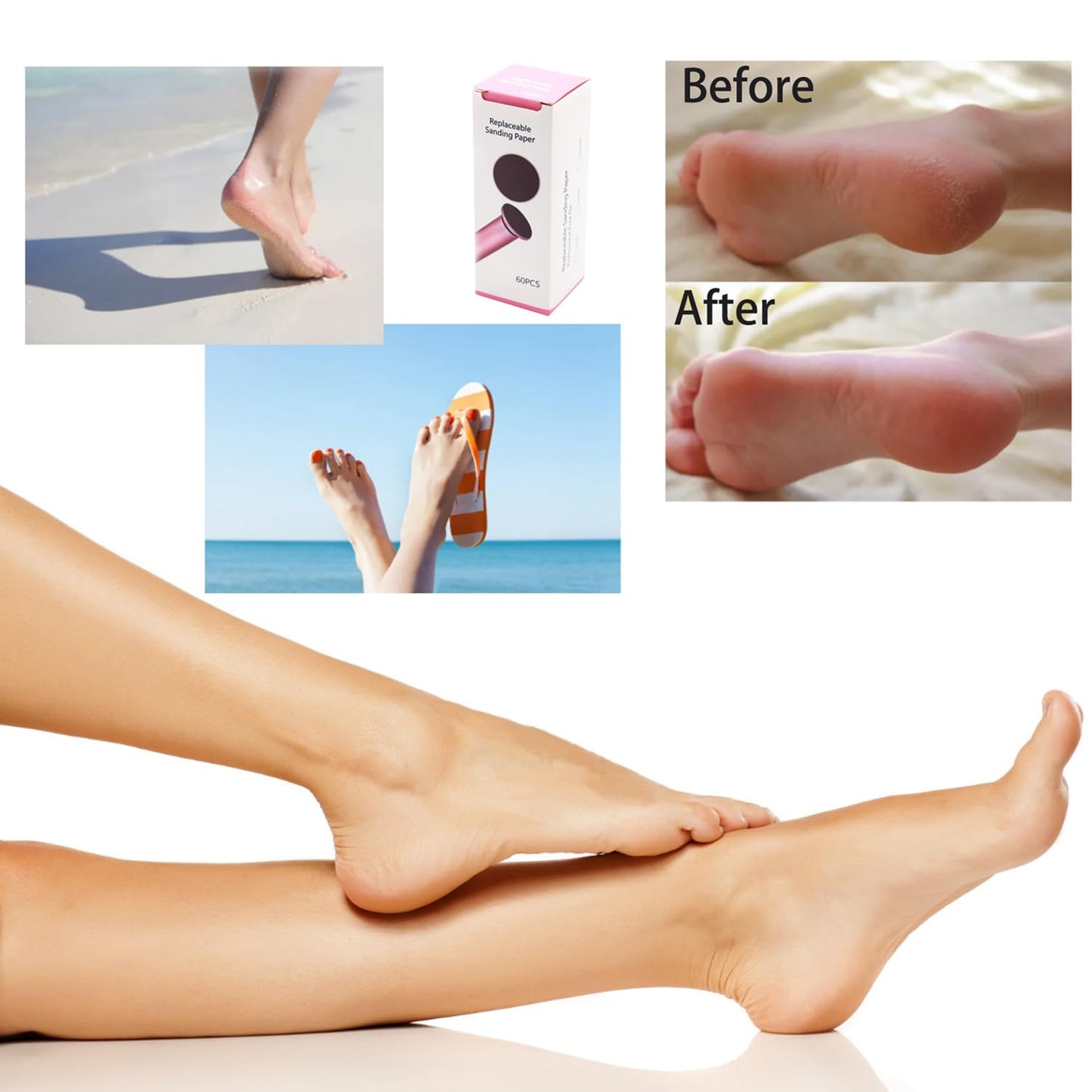 ibubu Electric Feet Callus Remover Gold Professional Powerful Foot File Pedicure Grinder Sanders with 60PCS Replacement Sandpaper Discs Heel Scraper for Dead Dry Crack Skin Calluses Speed Adjustable