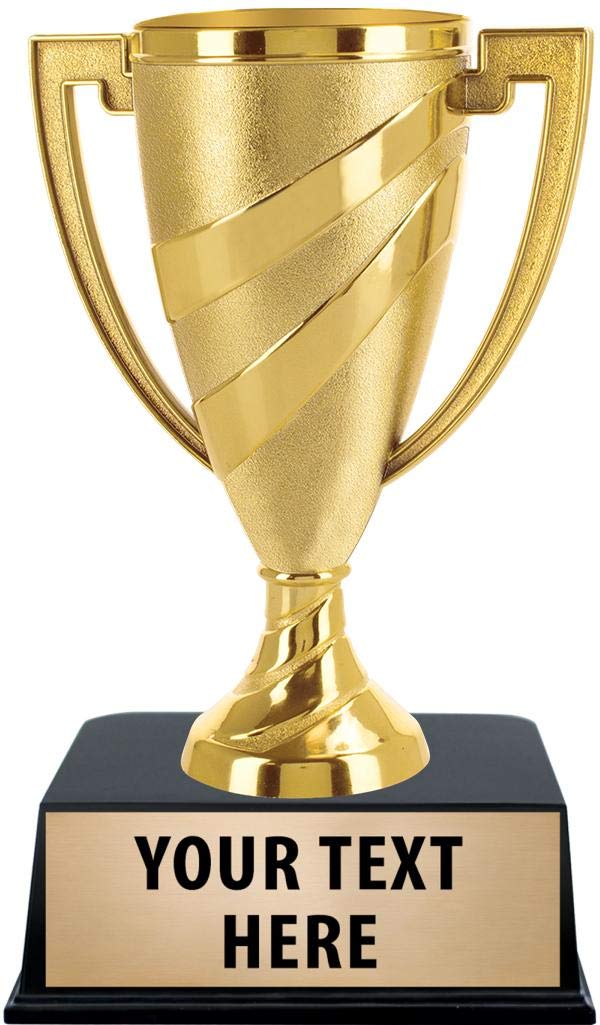 Crown Awards Gold Cup Trophies with Custom Engraving, 5.75" Personalized Gold Swirl Cup Achievement Trophy On Black Base 1 Pack Prime