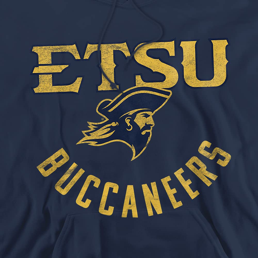 East Tennessee State University Official ETSU Buccaneers Logo Unisex Adult Pull-Over Hoodie,Navy, X-Large