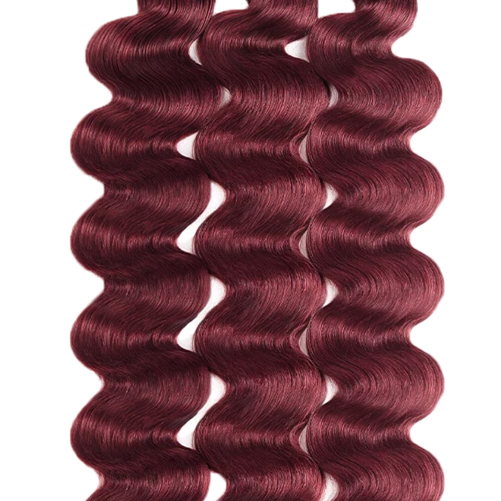 30 30 30 Inch Vinmdonm 99J Human Hair Bundles Burgundy Body Wave Bundles Brazilian Unprocessed Virgin Hair 3 Bundles 99J Body Wave Bundles Wine Red Bundles Remy Hair Extensions