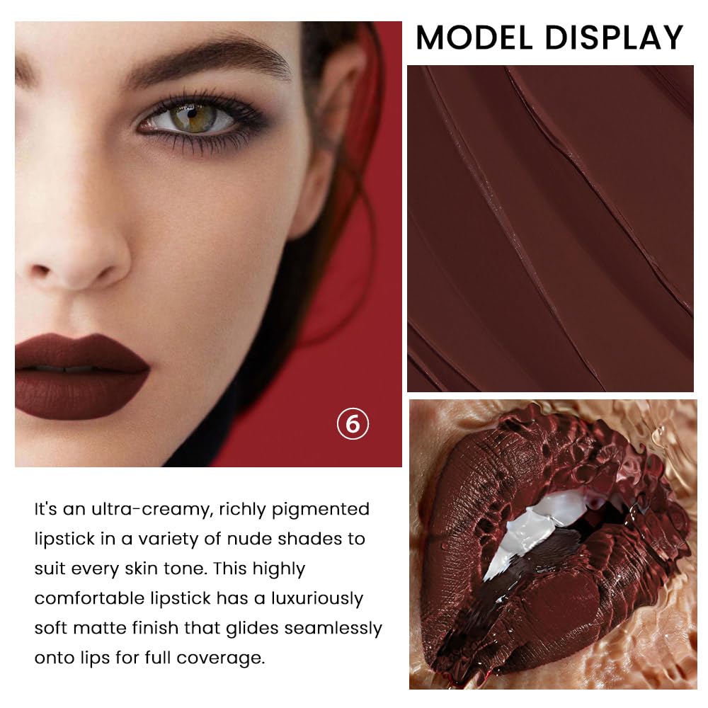 3 Pcs Matte Velvet Lipstick for Women Set,Nude Long Lasting Matte Lipstick 24H Waterproof for Girls Natural Lip Makeup,Matte Non-Stick Lipstick Makeup for Women,labiales magicos 24 horas originales