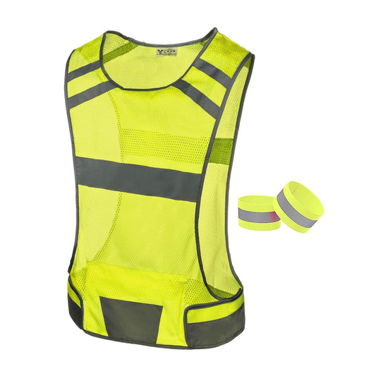 247 Viz Mesh Reflective Vest with Inside Pocket - High Visibility Reflective Running Gear Safety Vest Straps for Men, Women,Kids, for Night Running, Walking, & Cycling