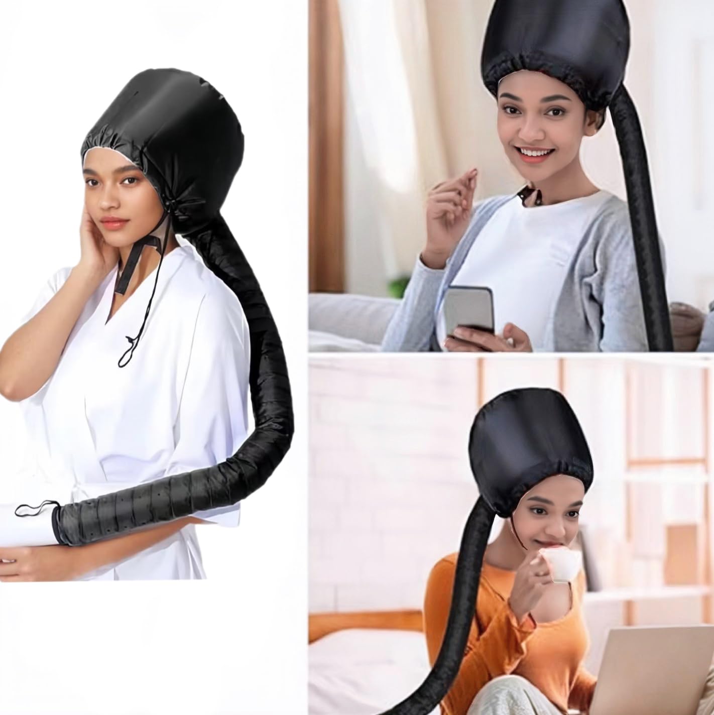 Hair Dryer Bonnet with Plopping Net,Hair Drying Bonnet for Blow Dryer,Portable Home Deep Conditioning Hair Care Hot Cap，Speed Up The Drying