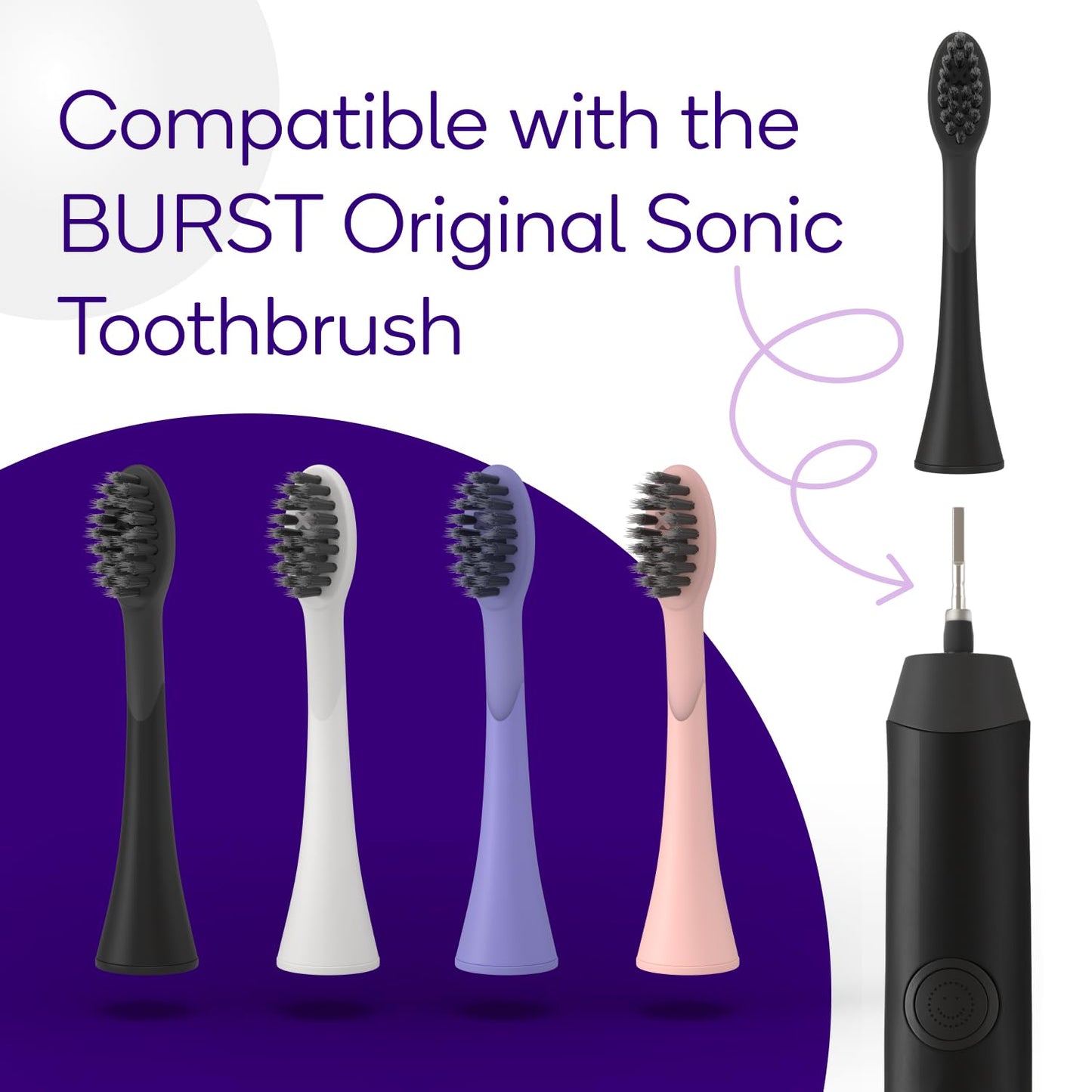 BURST Genuine Replacement Heads for Original Sonic Electric Toothbrush (Lavender/3 Pack) | Ultra Soft Bristles for A Clean Deep | Stain & Plaque Removal