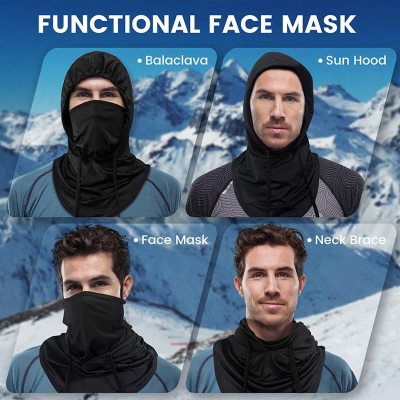 Adjustable Balaclava Face Mask, Ice Silk Design, 2-Pack Shiesty Ski Mask for Men, Women, and Kids, UV Protection Sun Hood (Silk, White)