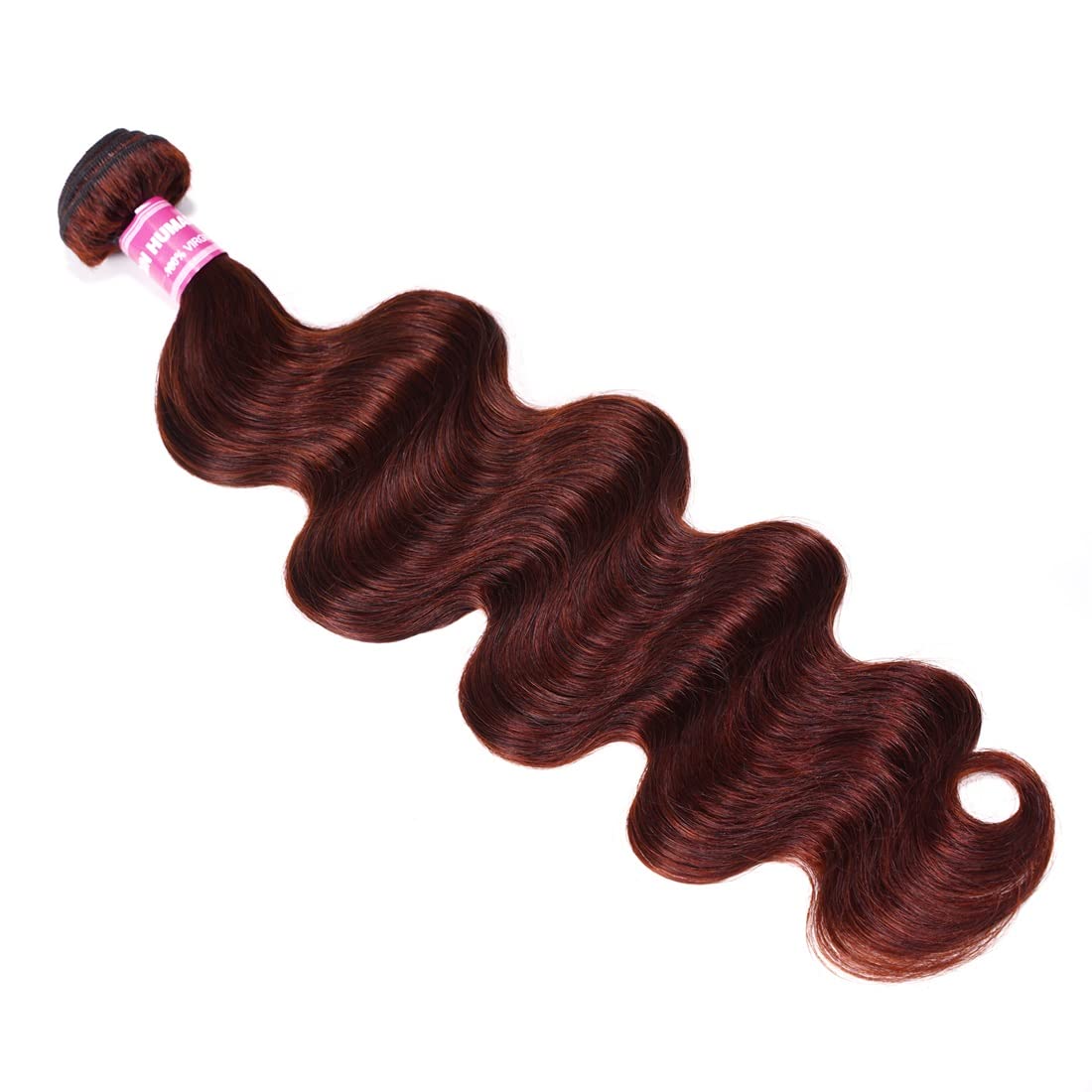Julia Hair 12A Reddish Brown Body Wave Human Hair Weave 1 Bundle Human Hair for Women, Brazilian Remy Hair Auburn Brown Copper Red Human Hair Bundle Wavy Weaves for Sew in Extensions 33B Color 10 Inch