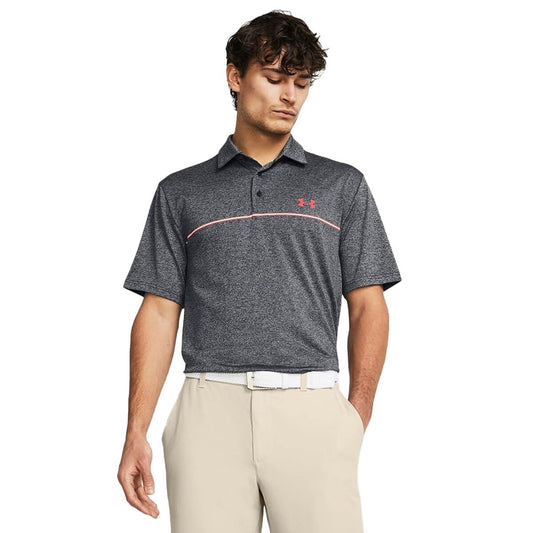 Under Armour Playoff 3.0 Stripe Mens Golf Polo - Black/Red/M