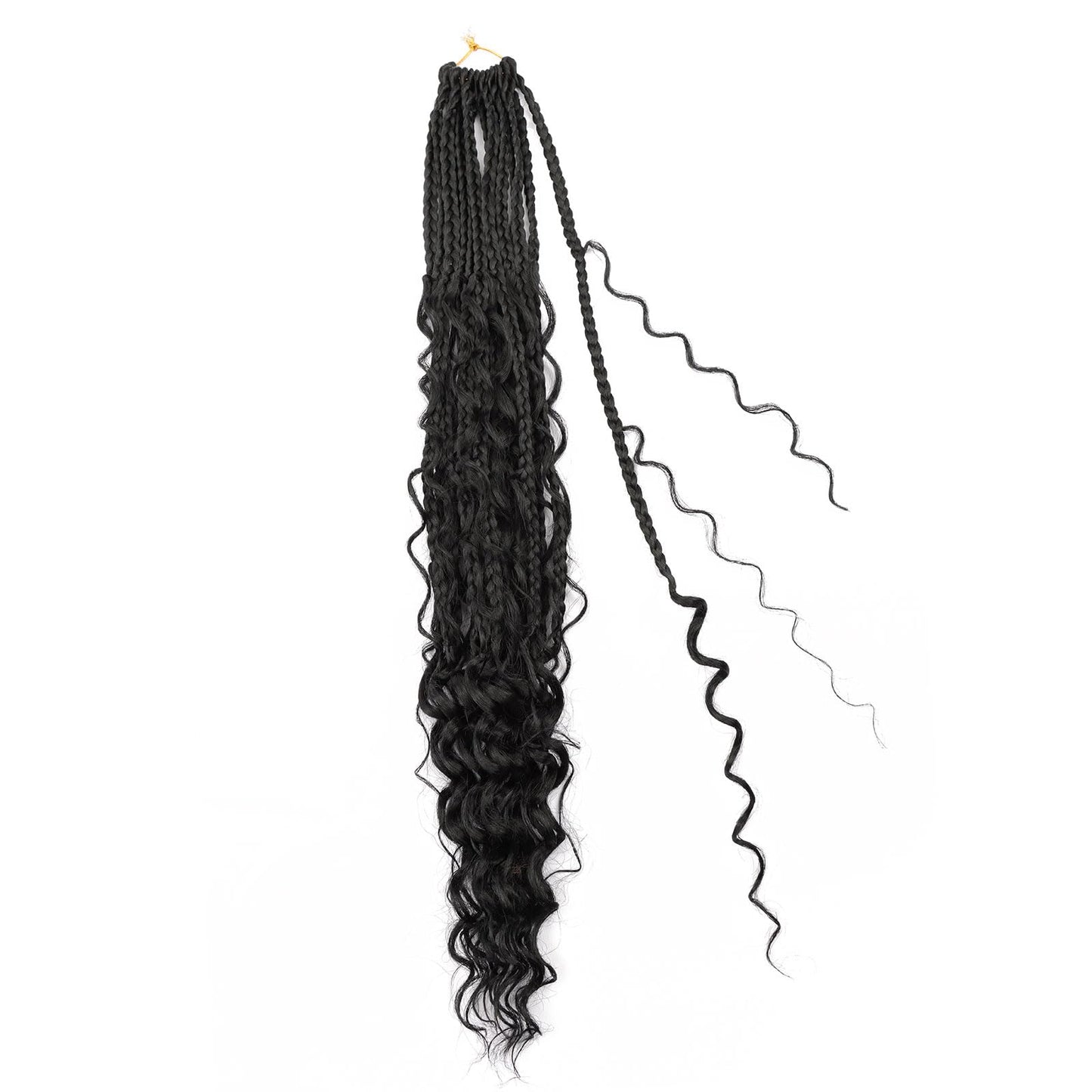 24 Inch Goddess Box Braids Crochet Hair for Black Women 8 Packs Bohomian Crochet Box Braids Pre-looped Boho Box Braids Crochet Braids Synthetic Braiding Hair Extension 1B