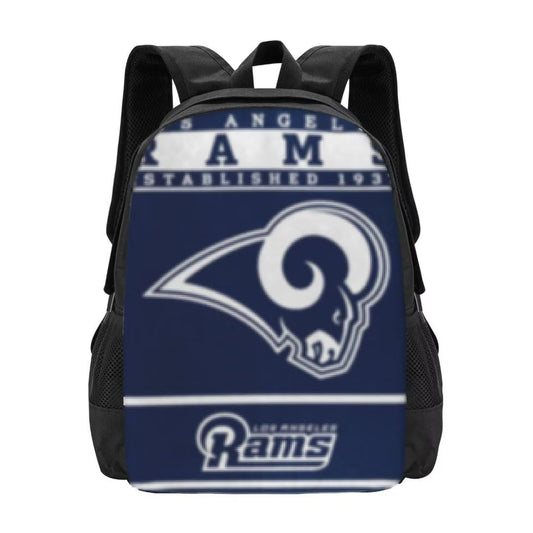 EWLTFM Football Team Backpack Blue Rams Team Logo Pattern Backpack Lightweight Large Capacity Laptop Backpack Casual Sport Travel Backpack Football Fans Gift Unisex, 17 In