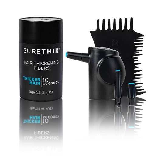 Hair Building Fibers, 15G, with BONUS Pump Applicator, Hairline Comb and 3 Nozzles, Hair and Hairline Filler Kit For Men and Woman (Auburn)