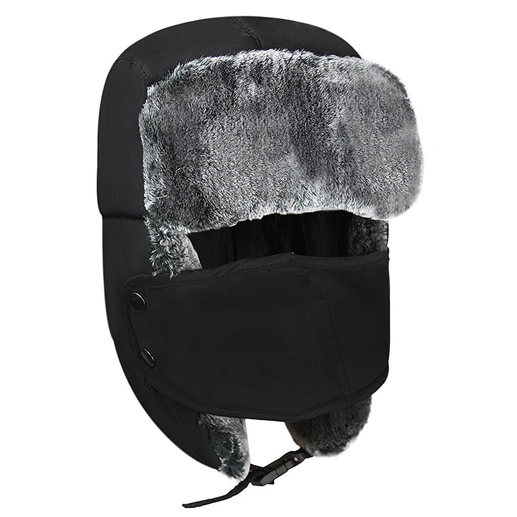 Unisex Kids Teens Girls Boys Faux Fur Winter Warm Trapper Hat with Ear Flaps,Windproof Face Warmer Fleece Thermal Outdoor Snow Ski Russian Ushanka Cap Trapper Trooper Pilot Aviator Hat Headwear