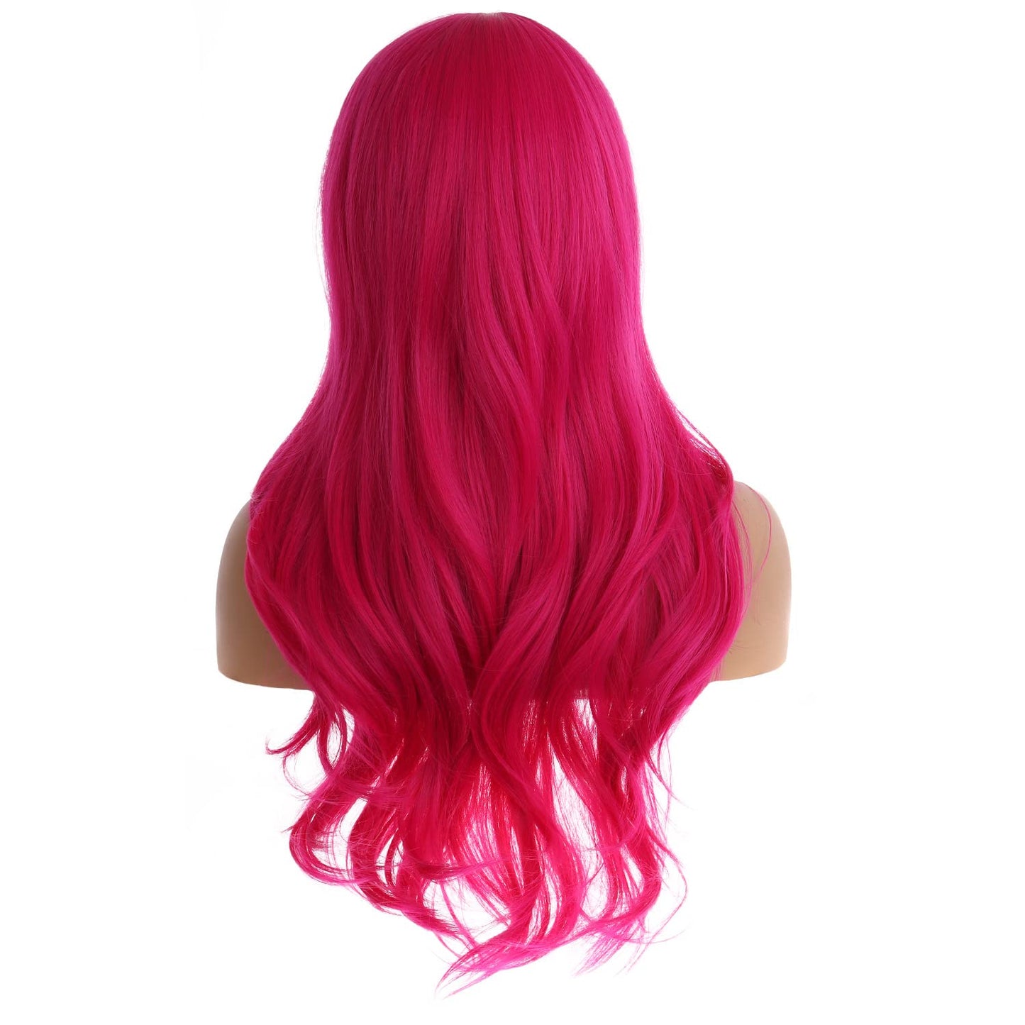 MAGQOO Hot Wig Wig for Women Neon Dark Pink Wig Long Curly Wavy Magenta Wig Synthetic Heat Resistant