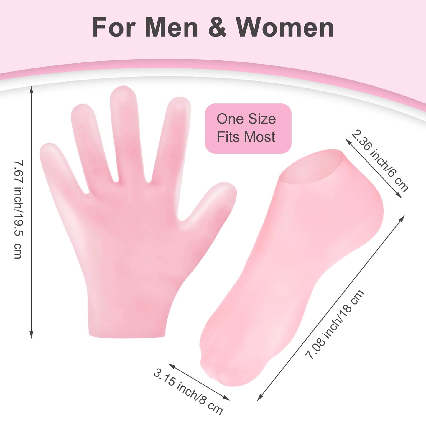 Sibba 2 Pairs Silicone Moisturizing Gloves and Socks, Spa Gel Hydrating Gloves for Overnight Bedtime Heal Eczema Sleeping Lotion Hand Treatment Gloves Socks Repair Rough Cracked Dry Chapped Skin