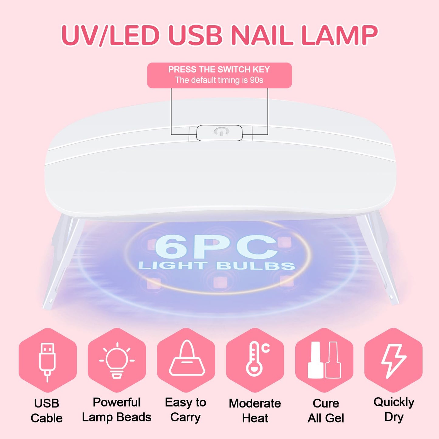 33PCs Gel Nail Polish Kit with U V Light 10 Colors Red Green Pink Gold Silver Sparkle Gel Polish Kit with 5Pcs Glitter/Matte/Glossy Top Base Coat Nail Rhinestones Stickers Manicure Gifts for Women