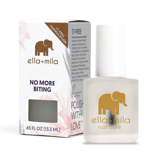 ella+mila "No More Biting" Nail Polish - Bitter Taste Nail Biting Treatment for Kids & Adults - Effective Thumb Sucking Stop for Kids (0.45 fl oz)