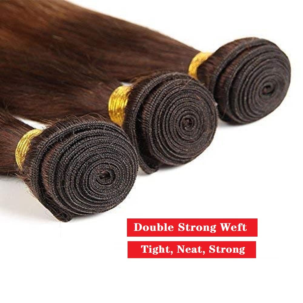 10A Ombre Human Hair Bundles Straight Bundles Brazilian 100% Unprocessed Virgin Remy Hair Bundles Straight Ombre Hair 2 Tone Black to Honey Brown Human Hair Extensions (T4/30, 20 22 24)