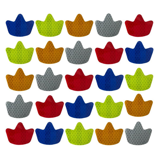 100Pcs Warning Reflective Stickers, Reflective Decals Waterproof Reflector Tapes Safety Reflective Stickers Night Visibility Adhesive Stickers for Motorcycle Bicycle Car (Crown-Shaped)