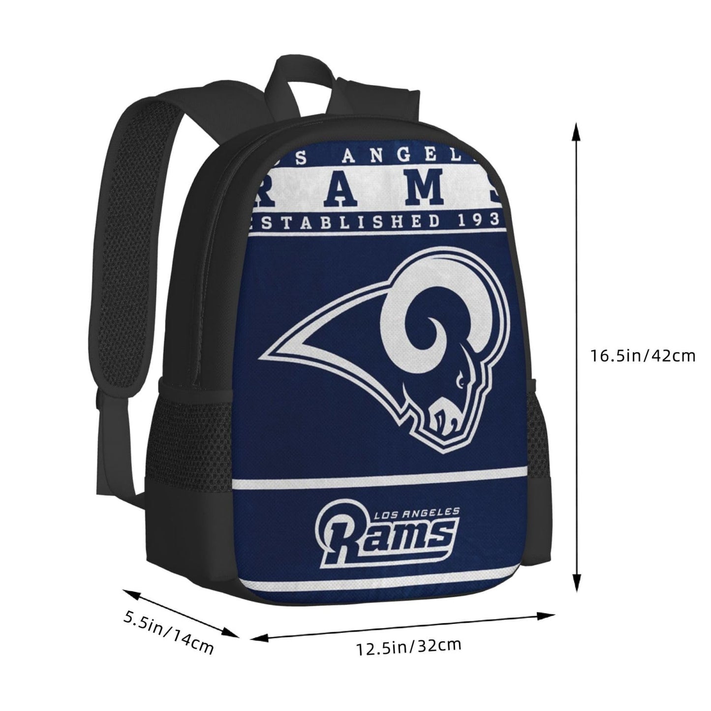EWLTFM Football Team Backpack Blue Rams Team Logo Pattern Backpack Lightweight Large Capacity Laptop Backpack Casual Sport Travel Backpack Football Fans Gift Unisex, 17 In
