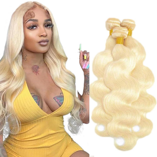 32 32 32 Inch 613 Body Wave Bundles Human Hair 613 Blonde Human Hair Bundles 8A Grade Brazilian Virgin Remy Hair 3 Bundles Honey Blonde Body Wave Bundles Hair Extensions