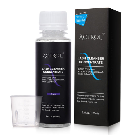 ACTROL Eyelash Cleanser Concentrate 100ml Professional Lash Shampoo Foaming Cleanser Lash Wash Concentrate for Extensions Lashes with Salon Home Care-Makes 40 Bottles Grape