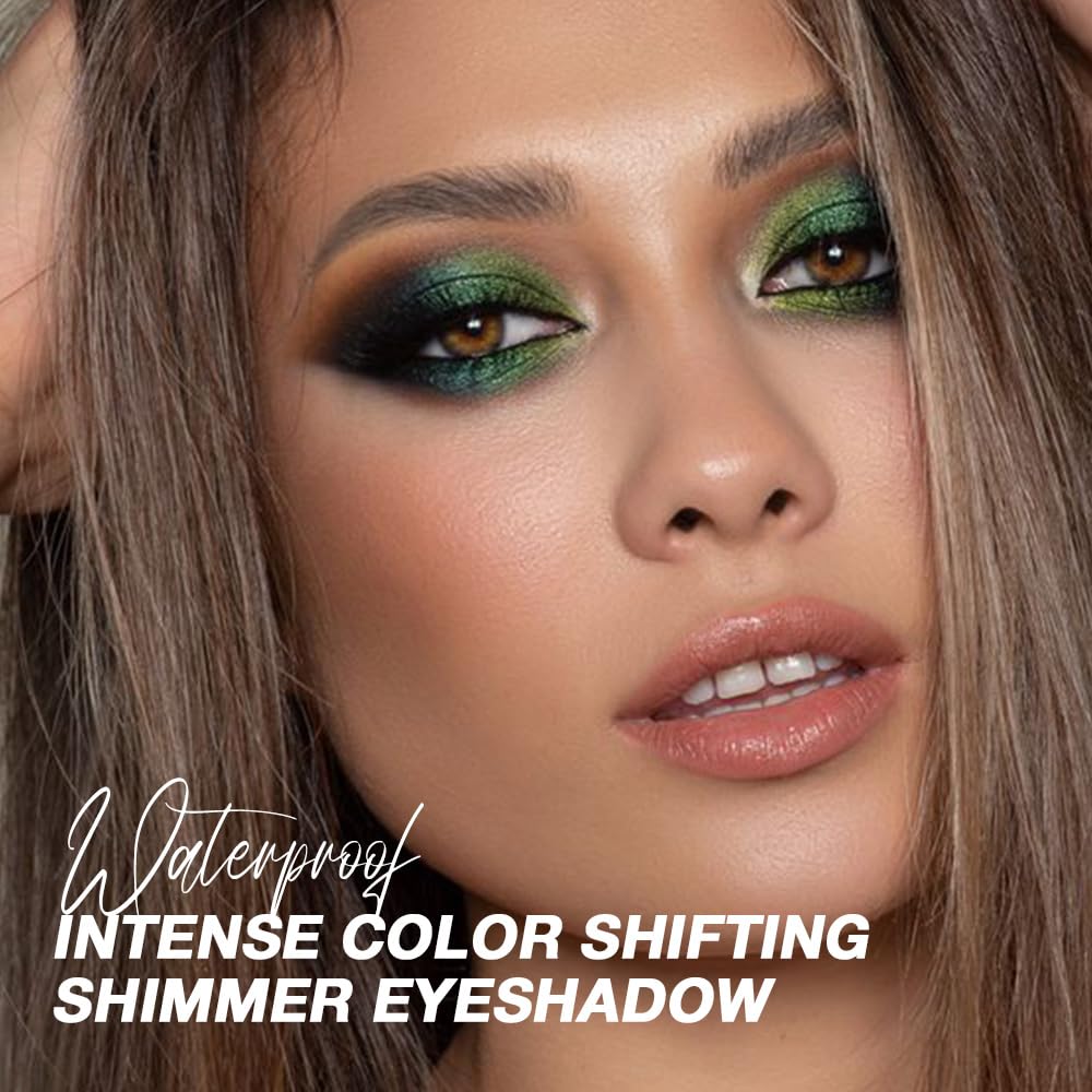 evpct Mermaid Chameleon Eye shadow Palette Duochrome MultiChrome Makeup, Fairy Green Glitter Shimmer Loose Eyeshadow Palette High Pigments Chameleon Chrome Holographic Eyeshadow MultiChrome